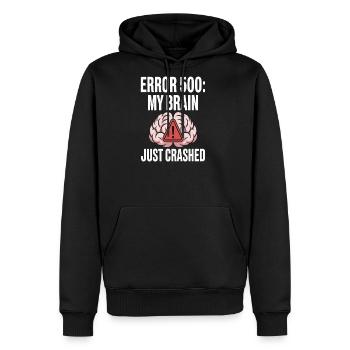 Brain Error 500 Humor Funny Tee - Men's Premium Hoodie - black - Front - Nico (187cm) & Julia (174cm)