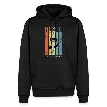 Music Sounds Better With You, With a Guitar Design - Men's Premium Hoodie - black - Front - Nico (187cm) & Julia (174cm)