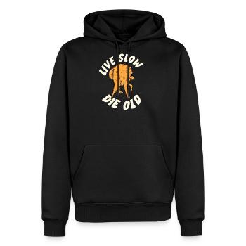 Love Slow Die Old Fox Graphic - Men's Premium Hoodie - black - Front - Nico (187cm) & Julia (174cm)
