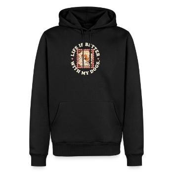 Pastel Pup Stamp: Dogs Mail Art - Men's Premium Hoodie - black - Front - Nico (187cm) & Julia (174cm)