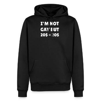 Gay 20 dollars est de 20 dollars - Molleton à capuche Premium pour homme - noir - Devant - Nico (187cm) & Julia (174cm)