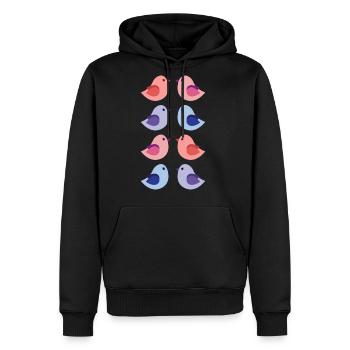 Cute Small Colorful Birds - Men's Premium Hoodie - black - Front - Nico (187cm) & Julia (174cm)