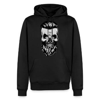 Crâne de hipster avec barbe - Molleton à capuche Premium pour homme - noir - Devant - Nico (187cm) & Julia (174cm)