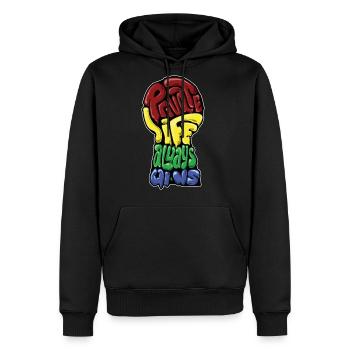 Private life always wins - Men's Premium Hoodie - black - Front - Nico (187cm) & Julia (174cm)