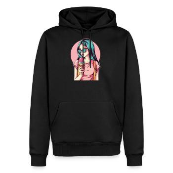 Neon Ice Cream Girl - Men's Premium Hoodie - black - Front - Nico (187cm) & Julia (174cm)