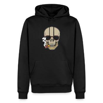 Skull Smoking Smoker Gift - Men's Premium Hoodie - black - Front - Nico (187cm) & Julia (174cm)
