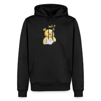 Huh? - Men's Premium Hoodie - black - Front - Nico (187cm) & Julia (174cm)