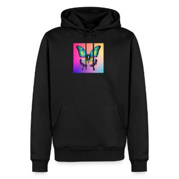 "Butterfly Bliss" - Men's Premium Hoodie - black - Front - Nico (187cm) & Julia (174cm)