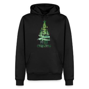 Seasonal Chrisatmas - Watercolor Christmas Tree - Men's Premium Hoodie - black - Front - Nico (187cm) & Julia (174cm)