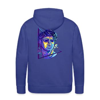 David Statue Neon Glitch Art - Men's Premium Hoodie - royal blue - Back - Liam (192cm)