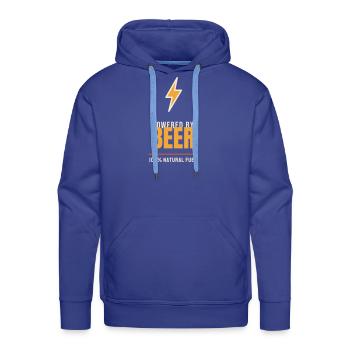 Powered By Beer - Funny Beer Lover Drinking Shirt - Men's Premium Hoodie - royal blue - Front - Liam (192cm)
