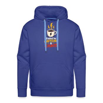 Fueled by Caffeine & Chaos - Men's Premium Hoodie - royal blue - Front - Liam (192cm)