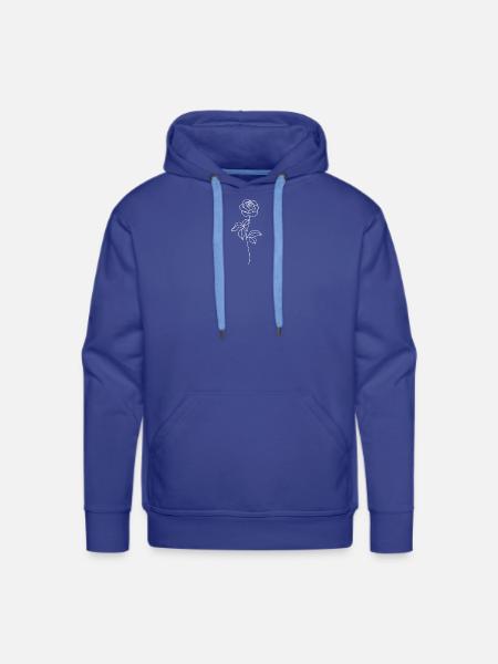 Minimalist Rose Line Art - Men's Premium Hoodie - royal blue
