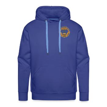 Chains & Grains Disc Golf Patch - Men's Premium Hoodie - royal blue - Front - Liam (192cm)