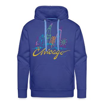 Vibrant Chicago Skyline Art Print - Men's Premium Hoodie - royal blue - Front - Liam (192cm)