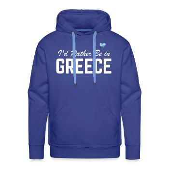I'd Rather Be in Greece Flag Greece Travel - Men's Premium Hoodie - royal blue - Front - Liam (192cm)