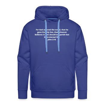 John 3:16 - Men's Premium Hoodie - royal blue - Front - Liam (192cm)