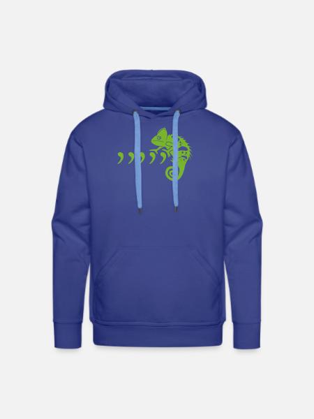 Comma Chameleon - Men's Premium Hoodie - royal blue