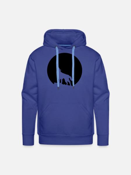 Wolf Howling Moon - Men's Premium Hoodie - royal blue