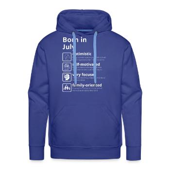 Born In July - Men's Premium Hoodie - royal blue - Front - Liam (192cm)
