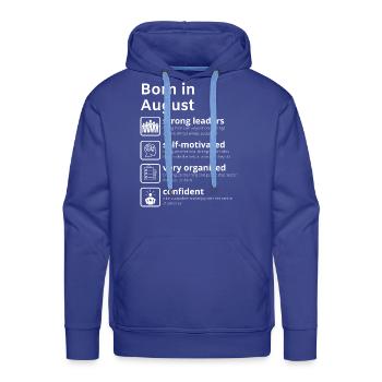 Born In August - Men's Premium Hoodie - royal blue - Front - Liam (192cm)