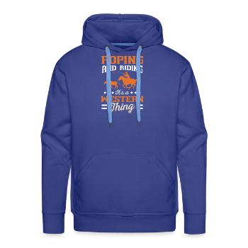 Roping and Riding Western Cowboy Graphic - Men's Premium Hoodie - royal blue - Front - Liam (192cm)