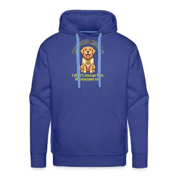 Rescued Human, He Rescued Me Dog Tee - Men's Premium Hoodie - royal blue - Front - Liam (192cm)