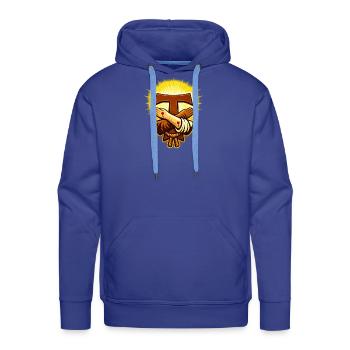 Franciscan Tau Cross And Crossed Arms Emblem - Men's Premium Hoodie - royal blue - Front - Liam (192cm)