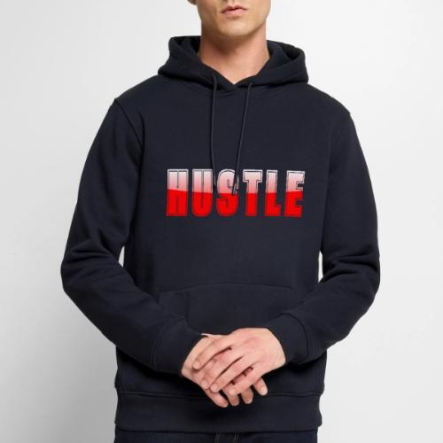 HUSTLE Bold Red Motivational Typography Design - Men's Premium Hoodie