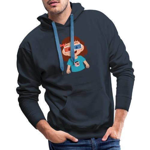 Girl red blue 3D glasses doing Vision Therapy - Men's Premium Hoodie