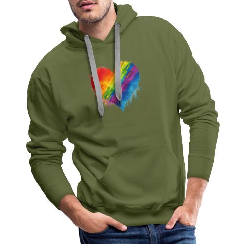 Watercolor Rainbow Pride Heart - LGBTQ LGBT Pride - Men's Premium Hoodie