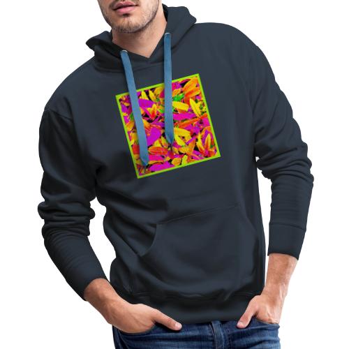 Vibrant NeonLeaf Elegance Pattern - Men's Premium Hoodie