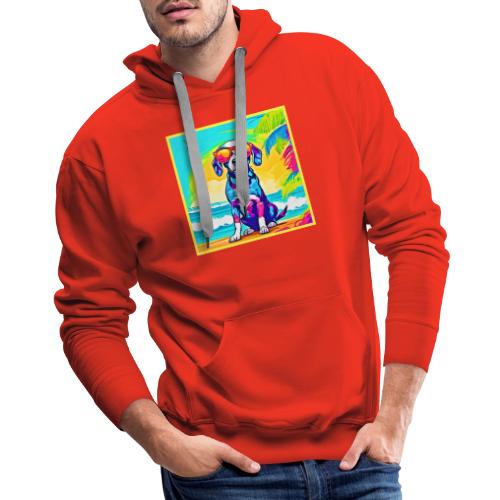 Colorful Surfing Dog Painting - Men's Premium Hoodie
