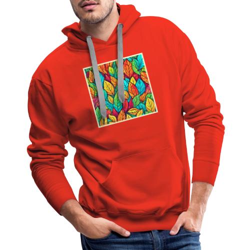 Vibrant Cartoon Leaves Art - Men's Premium Hoodie