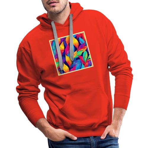 Vibrant Autumn Leaves Abstract Art - Men's Premium Hoodie