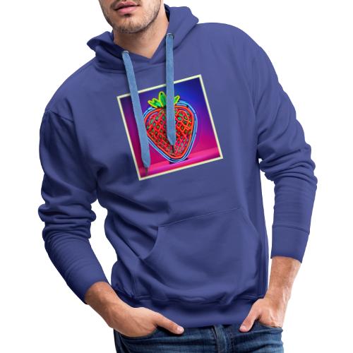 Vibrant Strawberry Neon Sign - Men's Premium Hoodie