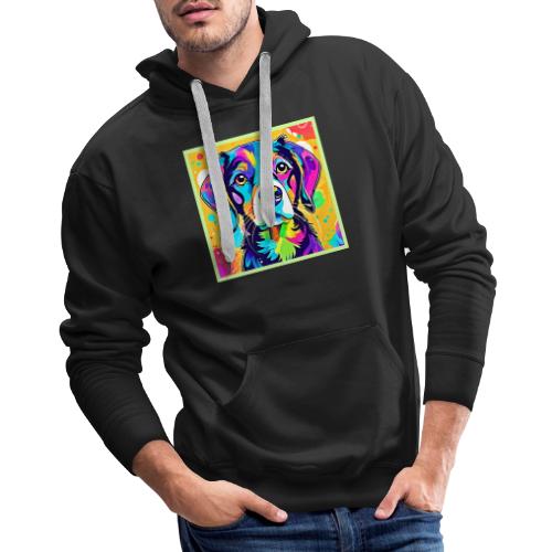 Rainbow Dog Portrait Design - Men's Premium Hoodie