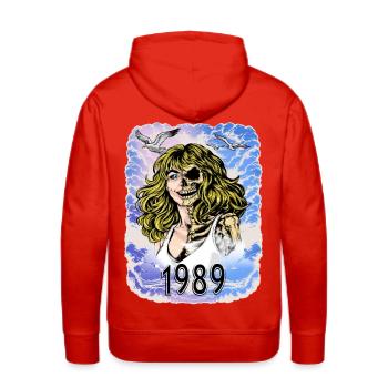1989 Skull women Dual Portrait - Men's Premium Hoodie - red - Back - Liam (192cm)