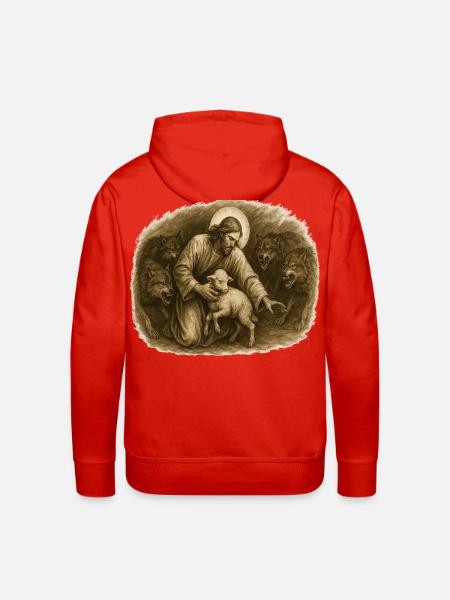Shepherd and Lamb Among Wolves - Men's Premium Hoodie - red