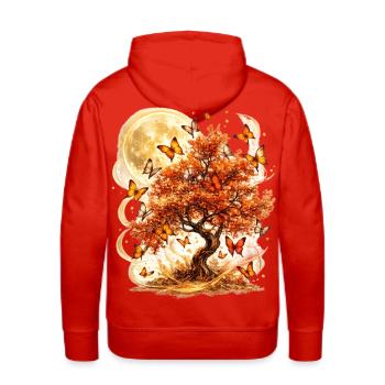 Autumn Moon Tree Art - Men's Premium Hoodie - red - Back - Liam (192cm)