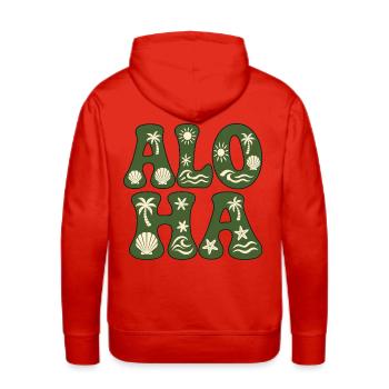 Retro Aloha Beach Vibe - Men's Premium Hoodie - red - Back - Liam (192cm)
