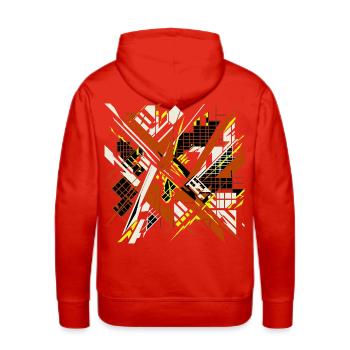 Glitch Art Abstract Geometric Cyberpunk Design - Men's Premium Hoodie - red - Back - Liam (192cm)