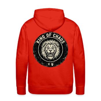 King of Chaos Lion Patch Tee - Men's Premium Hoodie - red - Back - Liam (192cm)