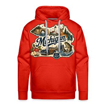 Michigan Great Lakes Vintage Travel Sticker - Men's Premium Hoodie - red - Front - Liam (192cm)