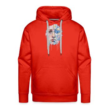 Split Face: Watercolor Meets Geometry - Men's Premium Hoodie - red - Front - Liam (192cm)