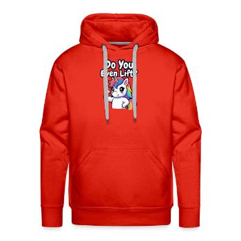 Unicorn Gym Flex: Do You Even Lift? - Men's Premium Hoodie - red - Front - Liam (192cm)