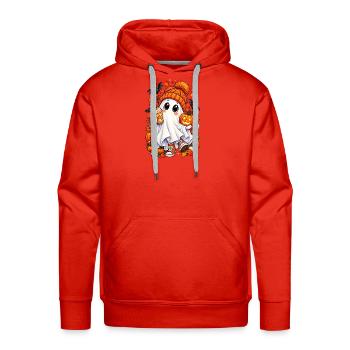 Cute Spooky Ghost T-Shirt, Halloween - Men's Premium Hoodie - red - Front - Liam (192cm)