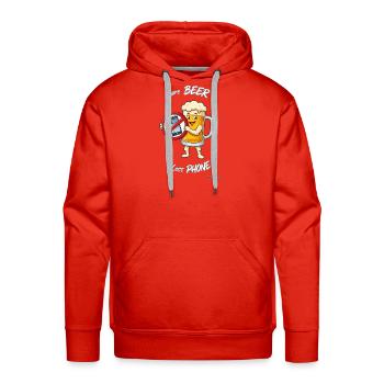 More Beer, Less Phone - Men's Premium Hoodie - red - Front - Liam (192cm)