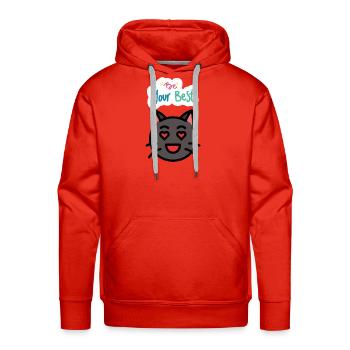 Cute Black Cat Motivational Graphic Tee - Men's Premium Hoodie - red - Front - Liam (192cm)