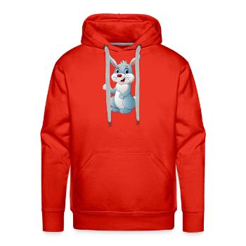 Cute Blue Bunny Waving Easter Cartoon Art - Men's Premium Hoodie - red - Front - Liam (192cm)